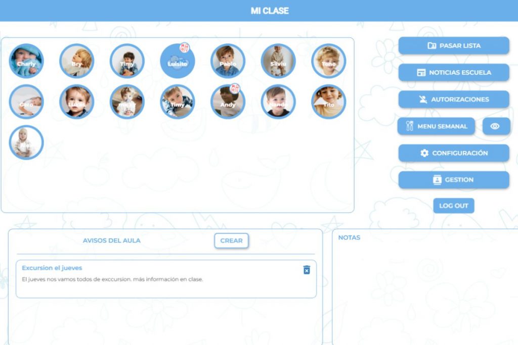 seleccion de alumnos en la app de la agenda digital para escuelas infantiles Babbyday