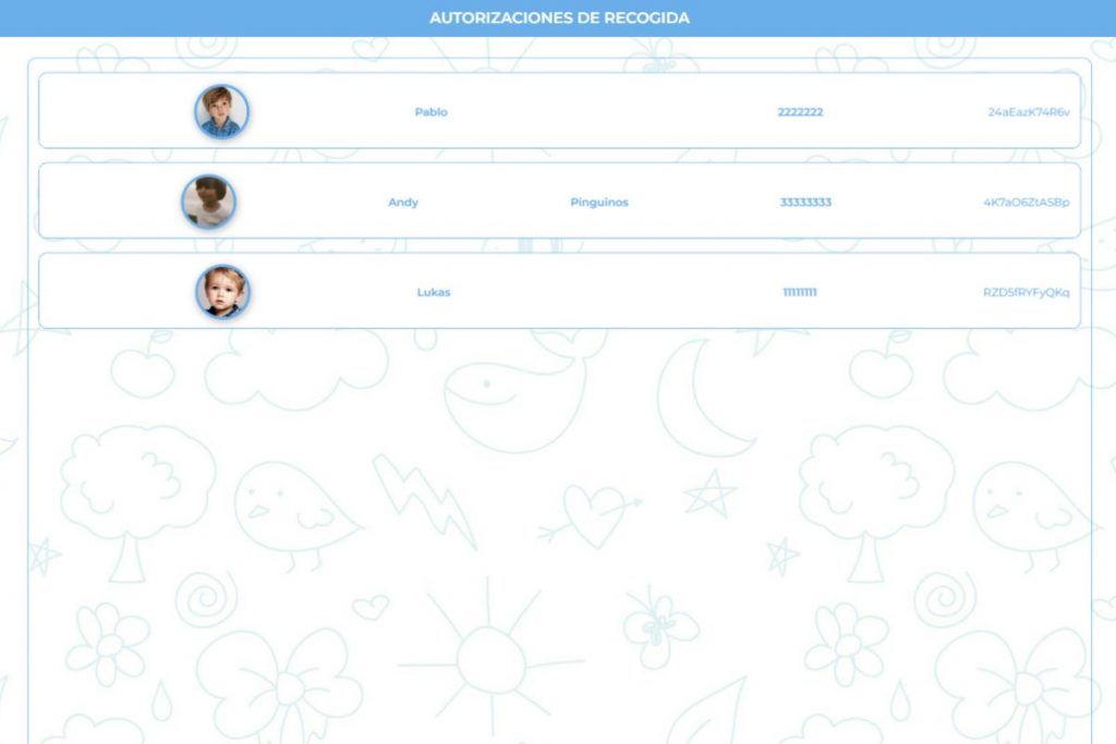 Función de recogida segura de la agenda digital para escuelas infantiles Babbyday